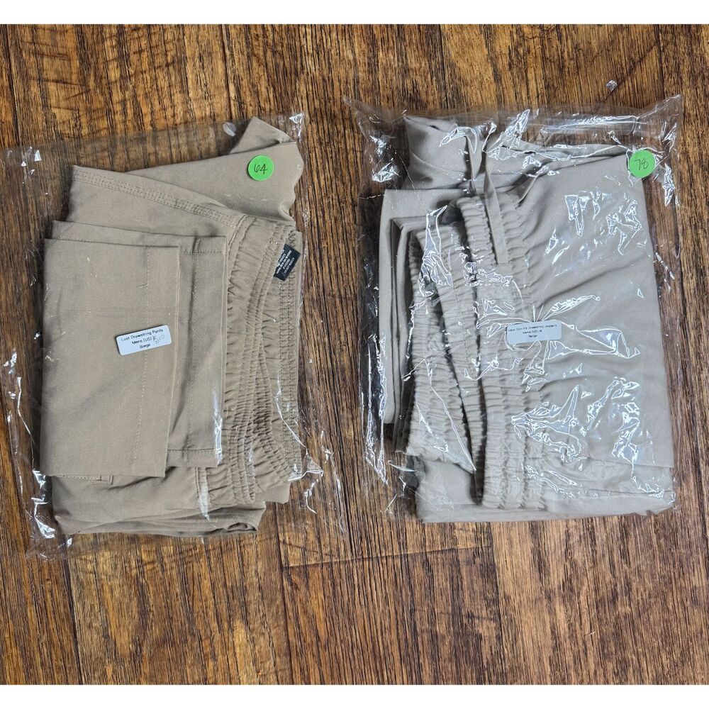 Men's Bundle #7: 2 Beige Dress Casual Pants Medium Drawstring Joggers